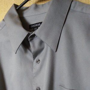 George Button Down Dress Shirt XL 17-17 1/2 GREYSTONE Casual Work Party Gray
